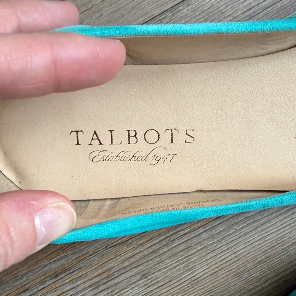 Talbots Teal Suede Pointed-Toe Flats NWT - Picture 2 of 3